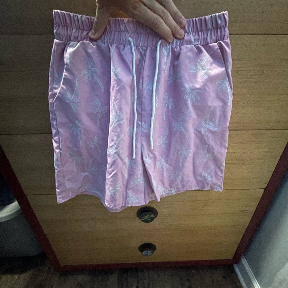 pink palm tree shorts, medium